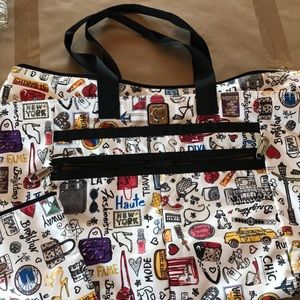 Brighton travel tote with small zipper bag